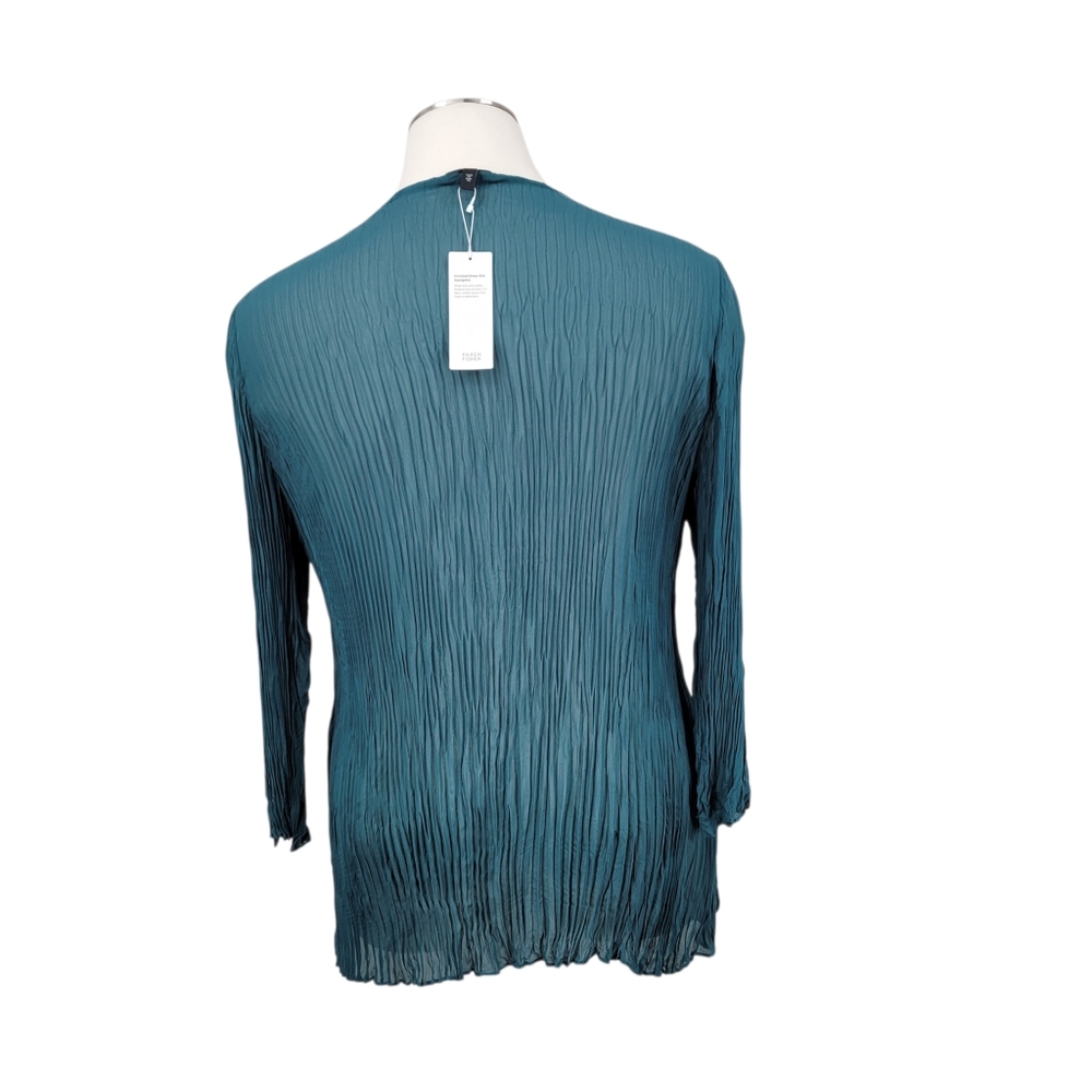 Eileen Fisher Silk Bateau Neck Pleated Crinkled Georgette Tunic Women's 3X - Picture 4 of 11